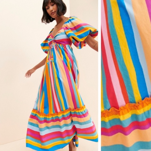 FARM Rio Dresses & Skirts - Like New ✨ Farm Rio Striped Scarf Maxi Dress